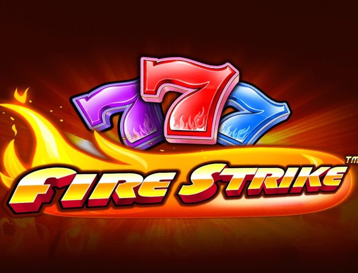 Three sevens making up the logo of Fire Strike, an online slot the free demo of which can be played on playamo.net