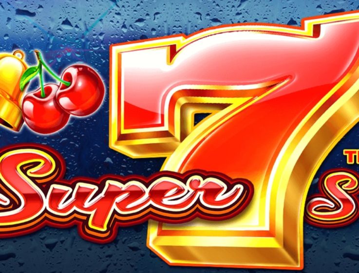 The logo of the Super 7s slot machine, which can be played for free on playamo.net