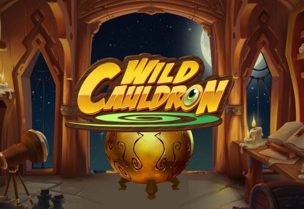 Logo of Wild Cauldron, a magic-themed online slot that can be played for free on playamo.net